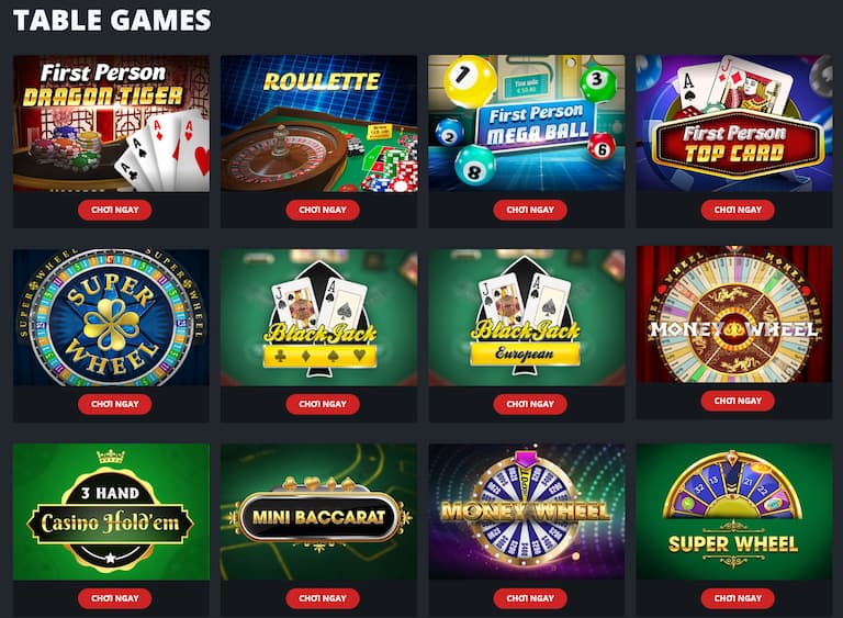 Dabet giới thiệu table game có gì?