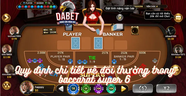 Quy định chi tiết về đổi thưởng trong baccarat super 6