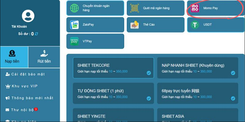 Rút tiền Shbet hỗ trợ đa phương thức